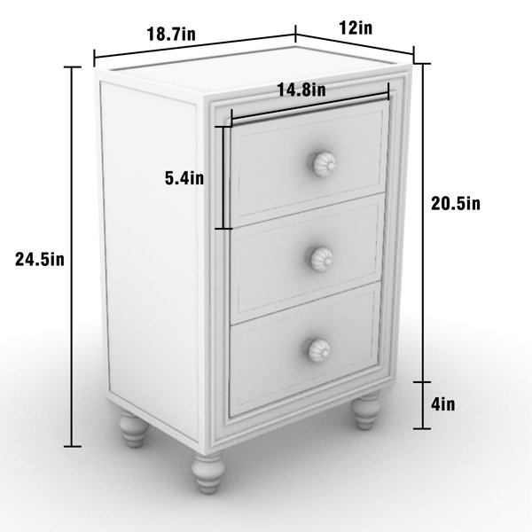 House of Hampton® Delsean 3 Drawer Nightstand in Silver Wayfair